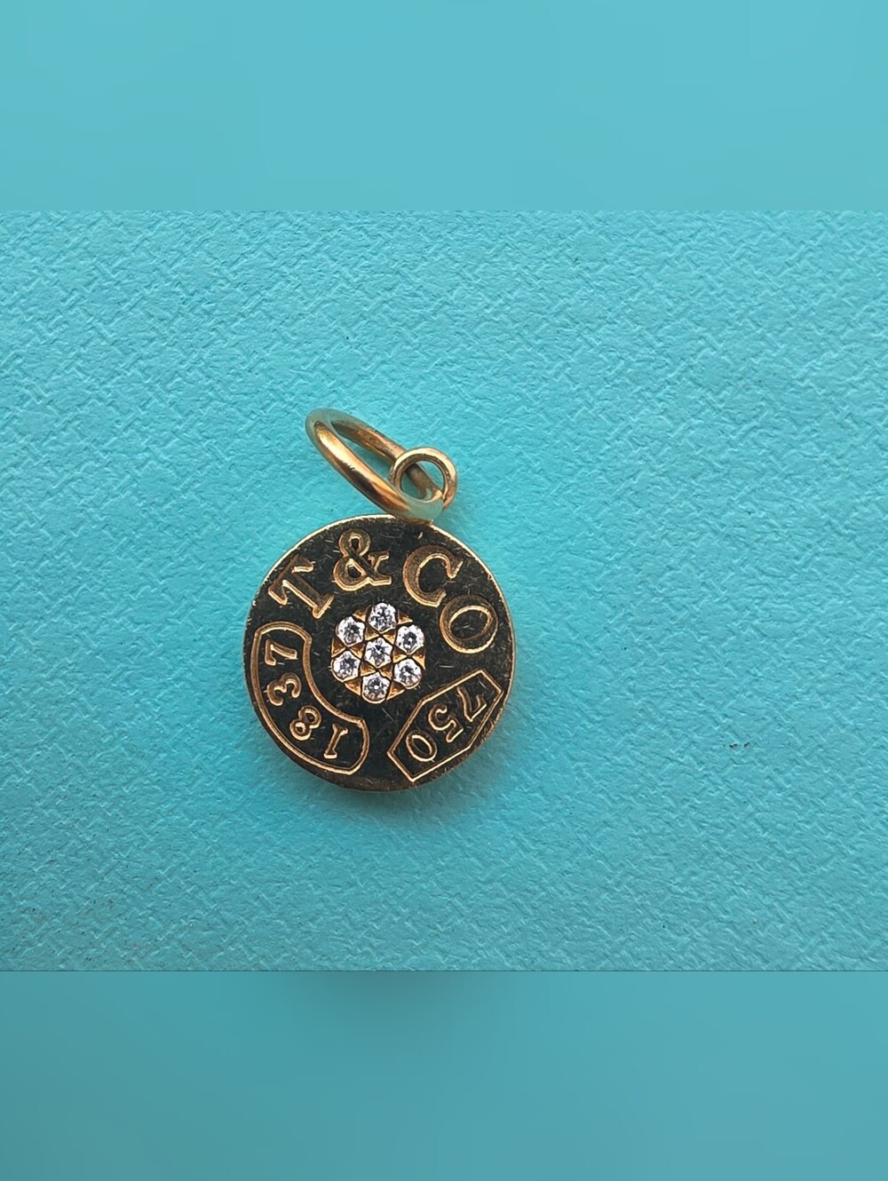 Tiffany & Co. 18k Yellow Gold Diamond 1837 Round Charm
